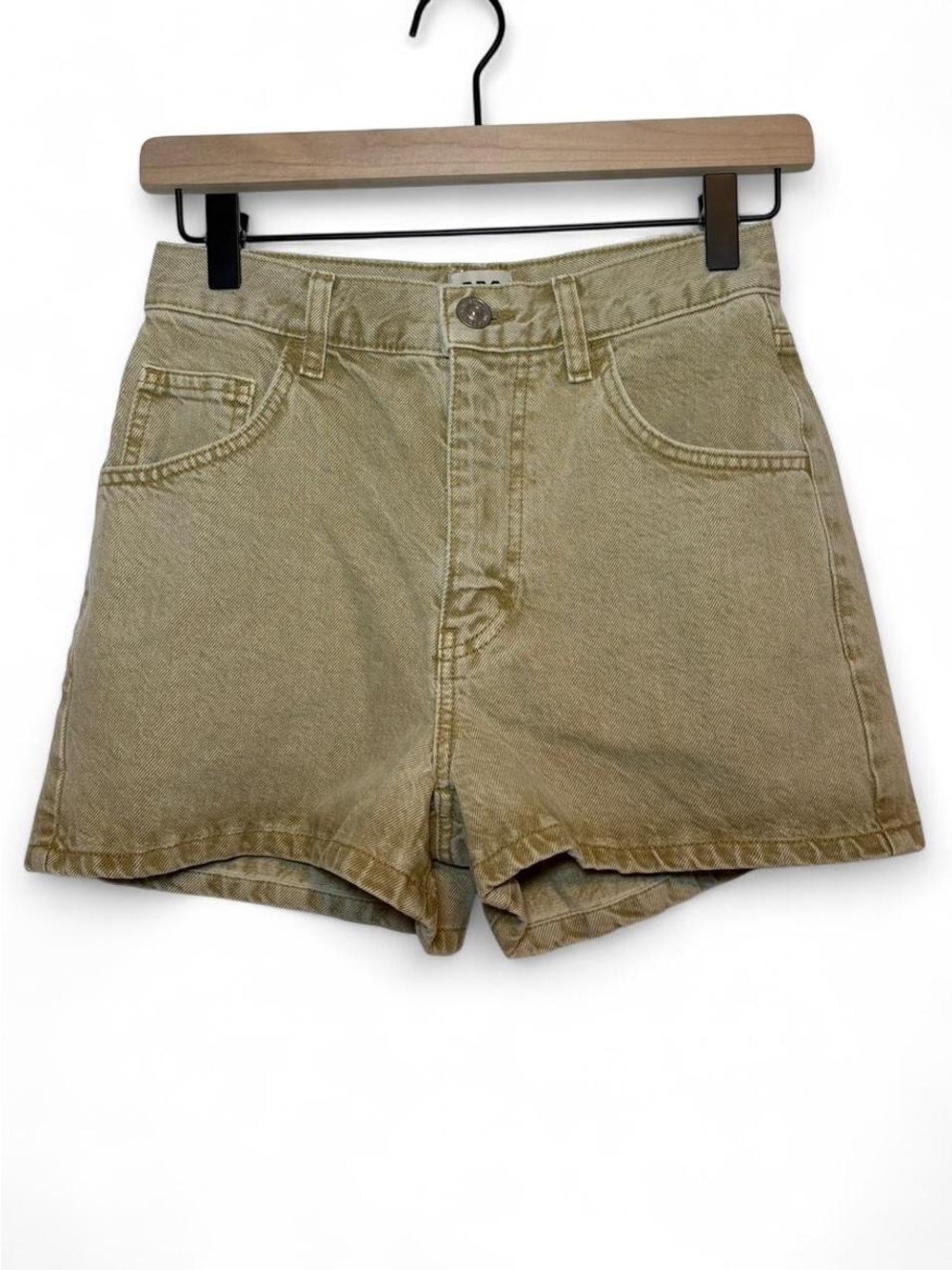 BDG Khaki-Tan High-Rise Denim Mom Shorts, NWT